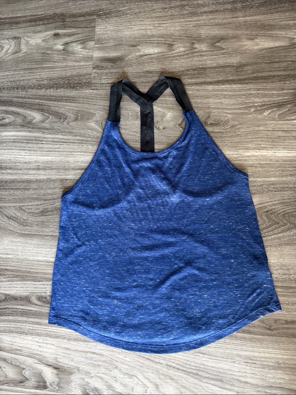Victoria Sport Women’s Heather Navy Racerback Tank Top with Black Straps Small